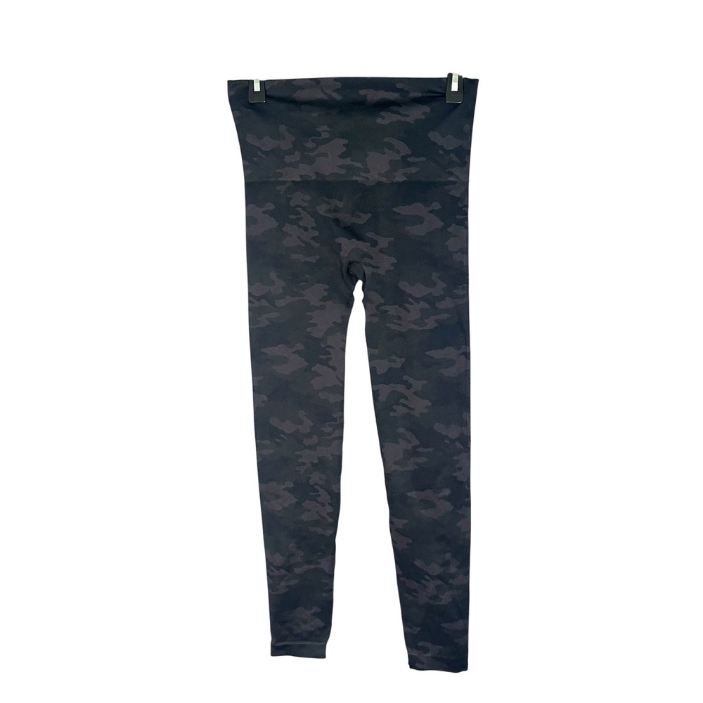 Spanx Women's Camo Leggings Yoga Workout Gym Gray Heavy L Cropped